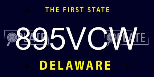 895VCW Delaware License Plate