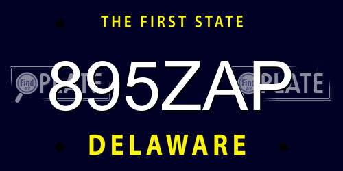 895ZAP Delaware License Plate