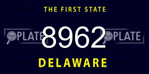 8962 Delaware License Plate