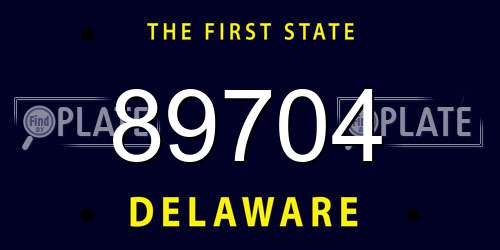 89704 Delaware License Plate