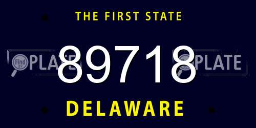 89718 Delaware License Plate