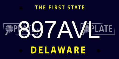 897AVL Delaware License Plate