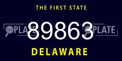 89863 Delaware License Plate