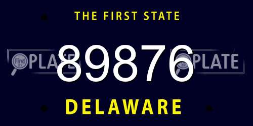 89876 Delaware License Plate