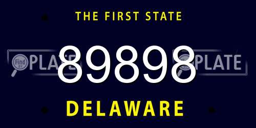 89898 Delaware License Plate