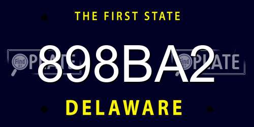898BA2 Delaware License Plate