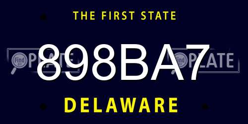 898BA7 Delaware License Plate