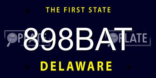 898BAT Delaware License Plate