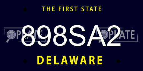898SA2 Delaware License Plate