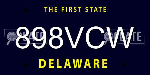 898VCW Delaware License Plate