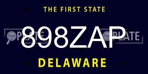 898ZAP Delaware License Plate