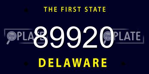 89920 Delaware License Plate