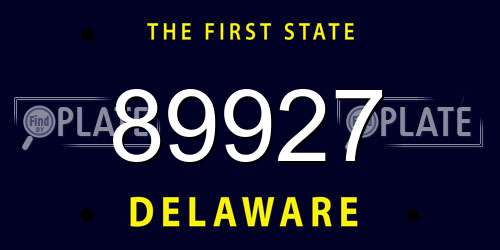89927 Delaware License Plate