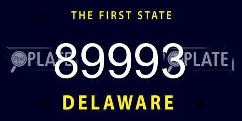 89993 Delaware License Plate