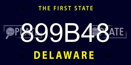 899B48 Delaware License Plate
