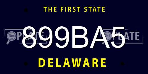 899BA5 Delaware License Plate