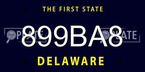 899BA8 Delaware License Plate