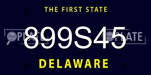 899S45 Delaware License Plate