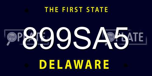 899SA5 Delaware License Plate