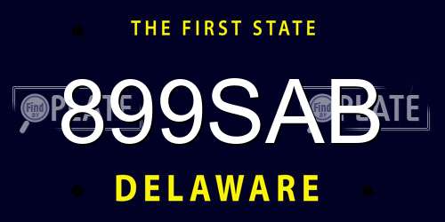899SAB Delaware License Plate