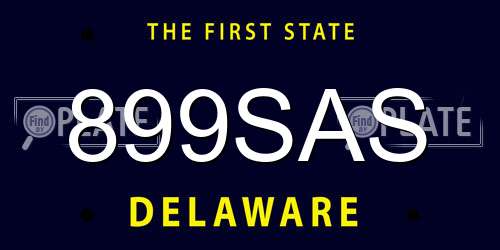 899SAS Delaware License Plate