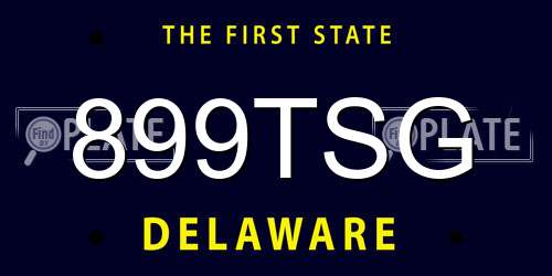 899TSG Delaware License Plate