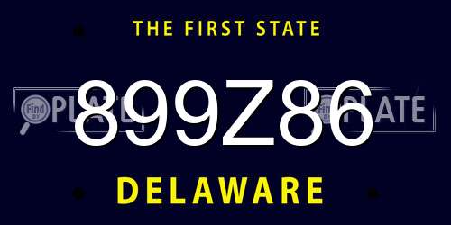 899Z86 Delaware License Plate