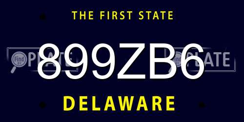 899ZB6 Delaware License Plate