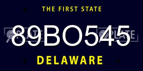 89BO545 Delaware License Plate