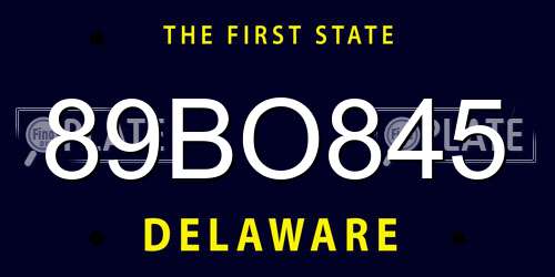 89BO845 Delaware License Plate