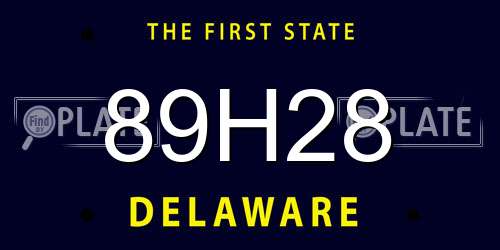 89H28 Delaware License Plate