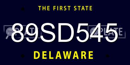89SD545 Delaware License Plate