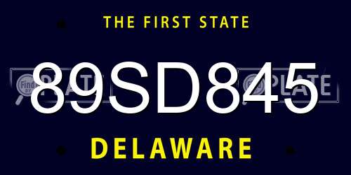 89SD845 Delaware License Plate