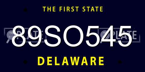 89SO545 Delaware License Plate