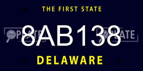 8AB138 Delaware License Plate