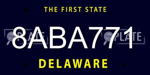 8ABA771 Delaware License Plate