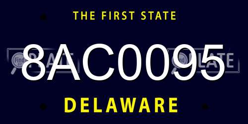 8AC0095 Delaware License Plate