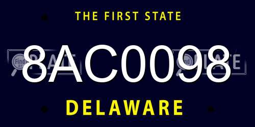 8AC0098 Delaware License Plate