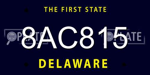 8AC815 Delaware License Plate
