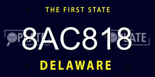 8AC818 Delaware License Plate