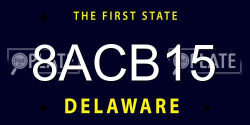 8ACB15 Delaware License Plate