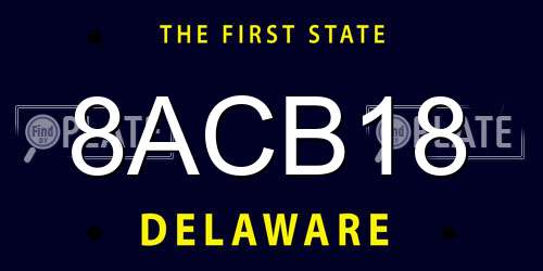 8ACB18 Delaware License Plate
