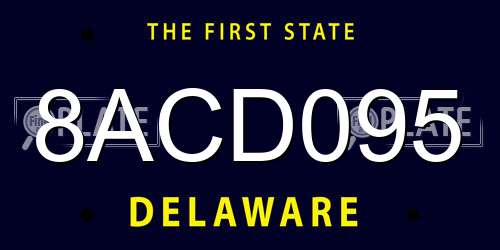 8ACD095 Delaware License Plate