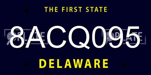 8ACQ095 Delaware License Plate