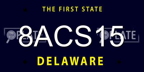 8ACS15 Delaware License Plate