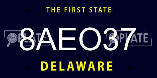 8AEO37 Delaware License Plate
