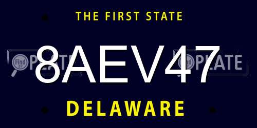 8AEV47 Delaware License Plate