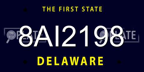 8AI2198 Delaware License Plate