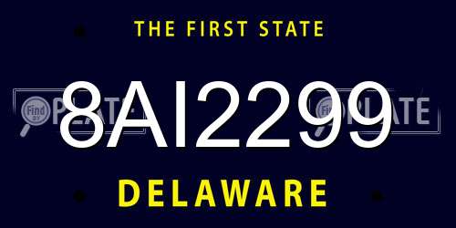 8AI2299 Delaware License Plate
