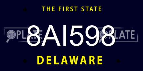 8AI598 Delaware License Plate